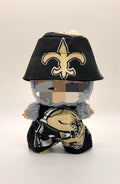 Handmade Mini Jumpsuit with Bucket Hat – New Orleans SAINTS - Fits 15–17 cm or Dress and Bow Collectible Dolls