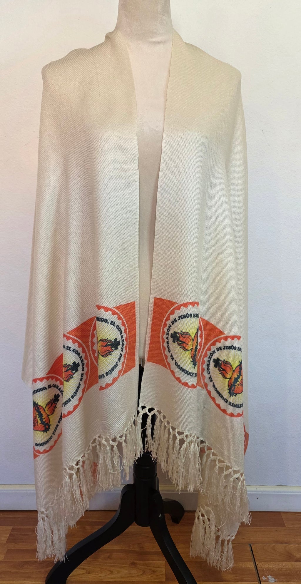 Sacred Heart Rebozo Shawl  – Catholic Handmade Mexican Wrap | Prayer Shawl & Religious Gift