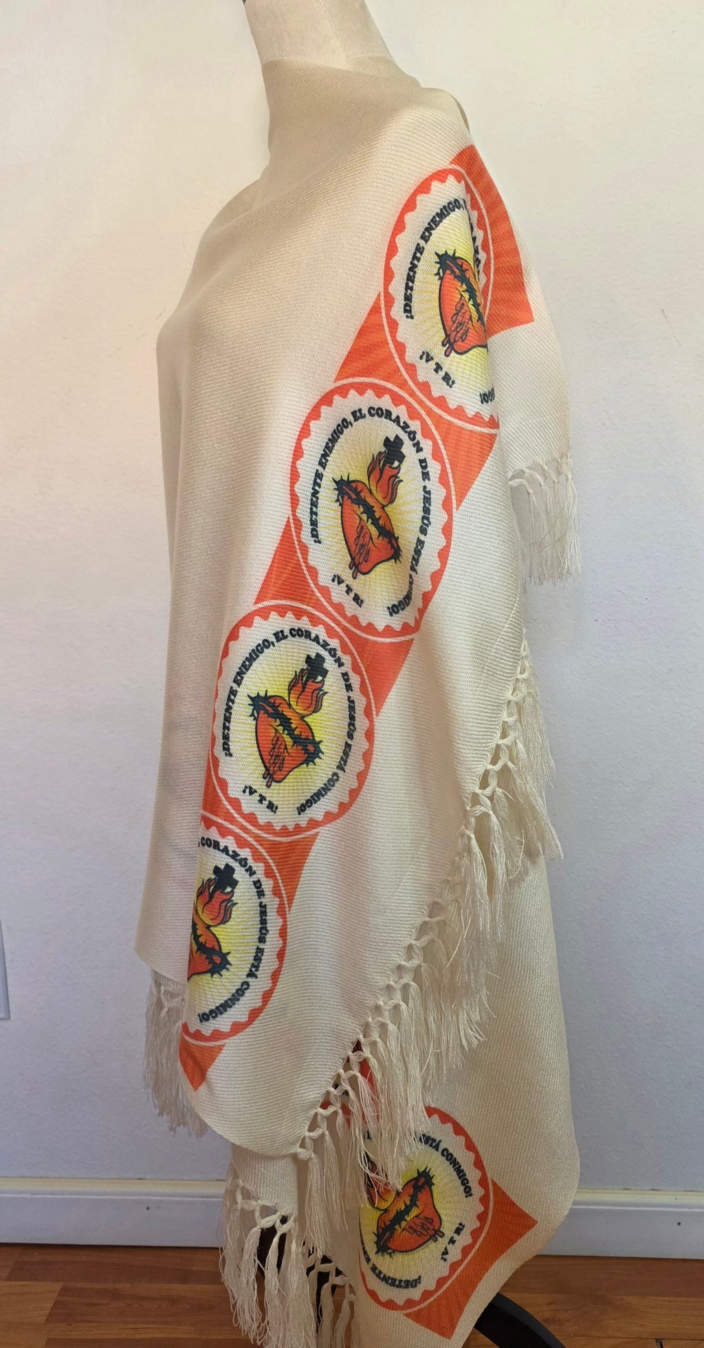 Sacred Heart Rebozo Shawl  – Catholic Handmade Mexican Wrap | Prayer Shawl & Religious Gift