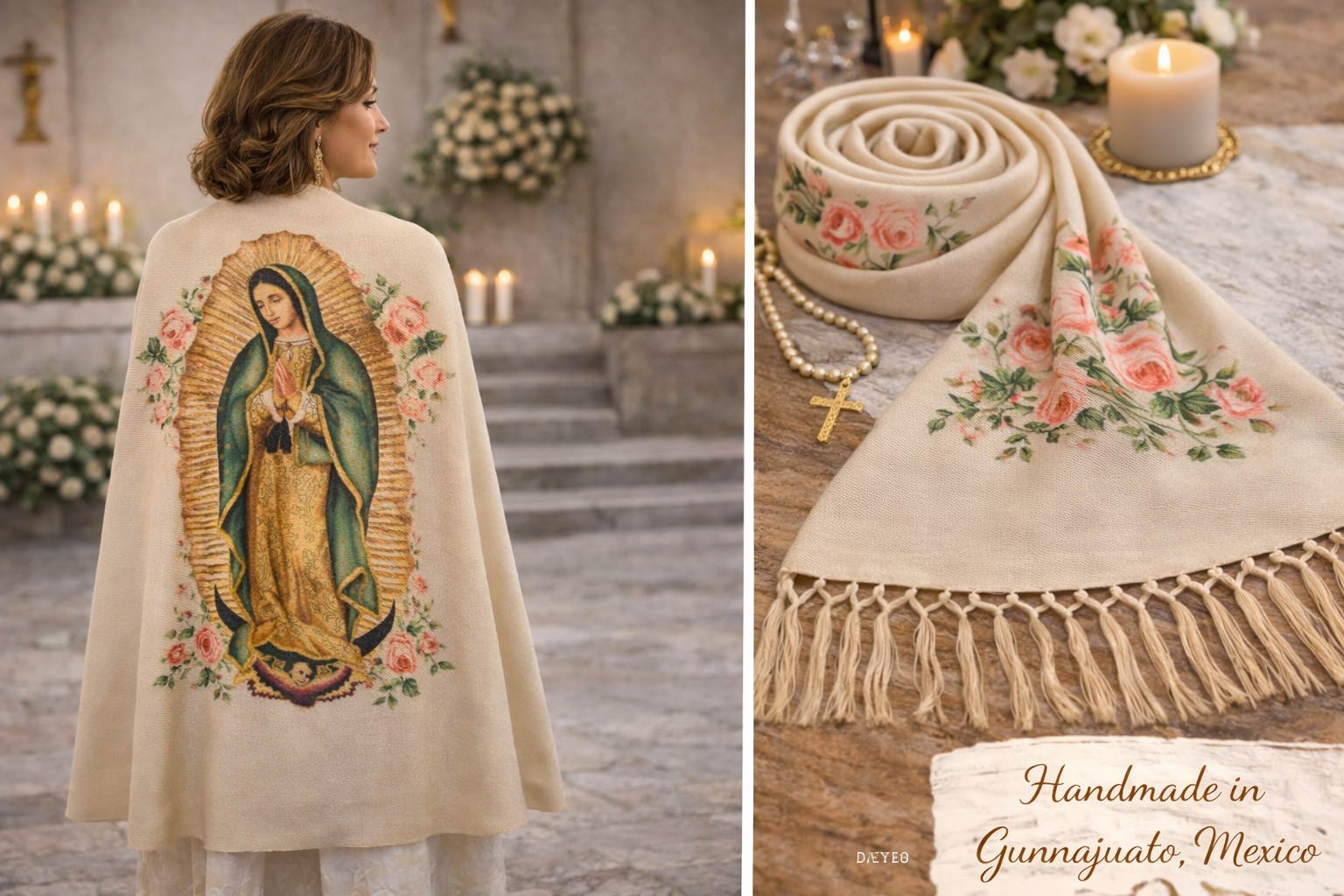 Virgin of Guadalupe Rebozo Shawl – Catholic Handmade Mexican Wrap | Prayer Shawl & Religious Gift