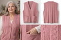 Artisan Knit Vest  - Handmade Style Button Front Sweater Vest with Pockets | Cozy Traditional Inspired Layer
