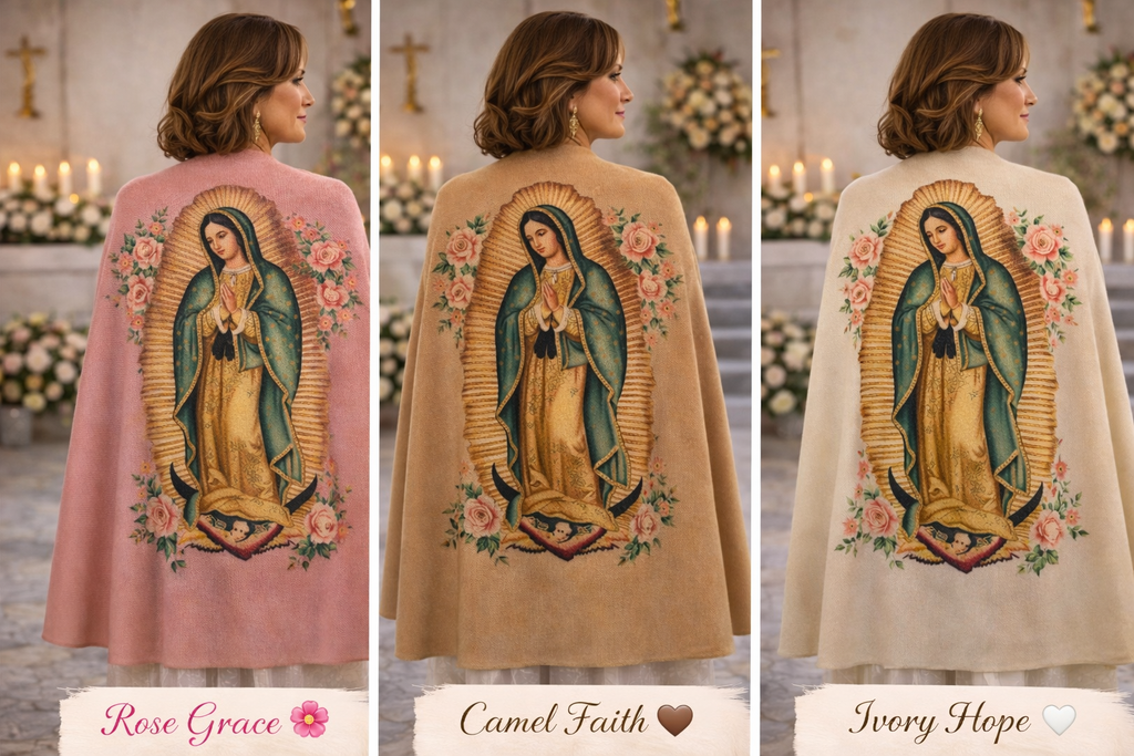 Virgin of Guadalupe Rebozo Shawl – Catholic Handmade Mexican Wrap | Prayer Shawl & Religious Gift