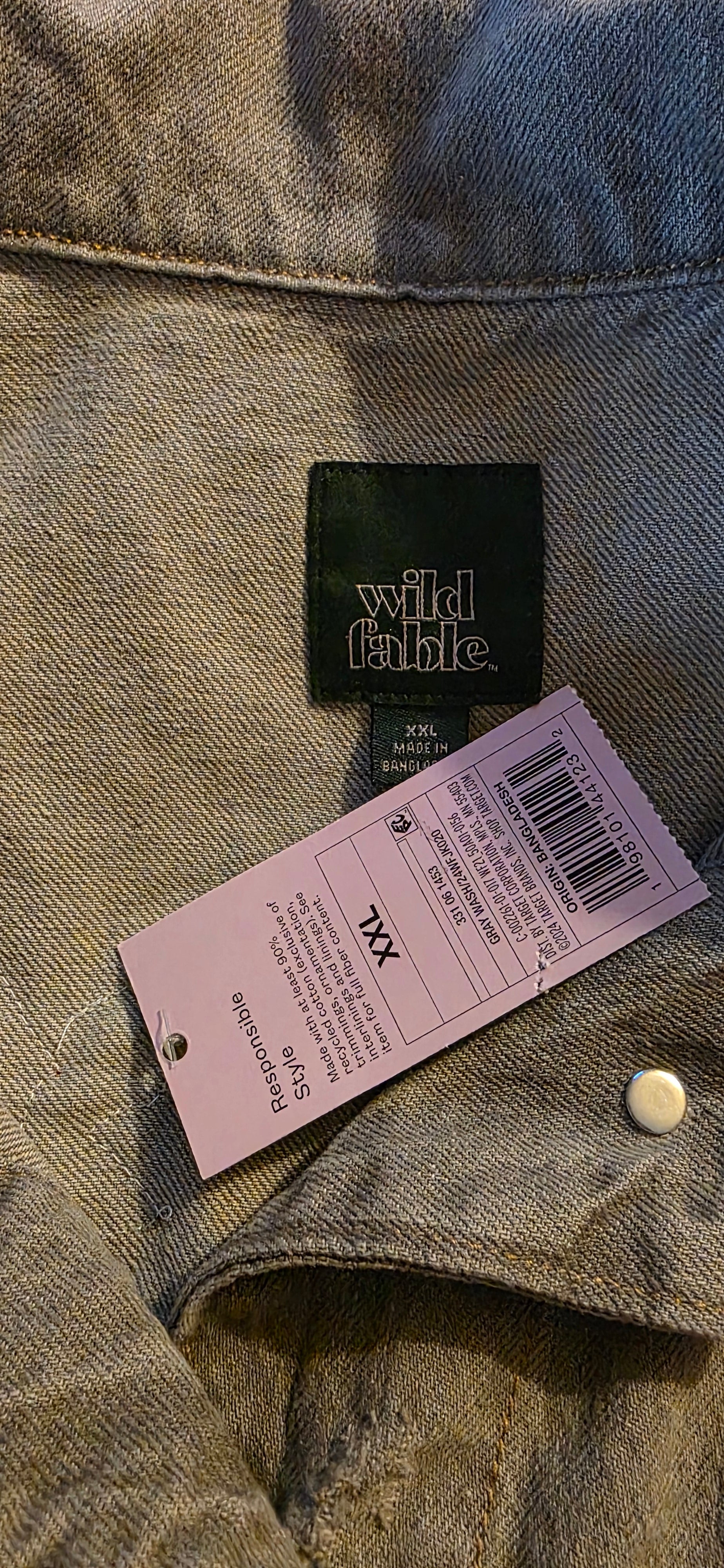 Virgen De Guadalupe / Our Lady of Guadalupe/denim Gray  jacket Sz XXL cropped/embroidered Apliques Distressed / hem Frayed /