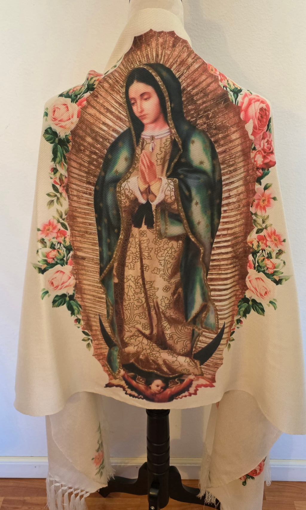 Virgin of Guadalupe Rebozo Shawl – Catholic Handmade Mexican Wrap | Prayer Shawl & Religious Gift