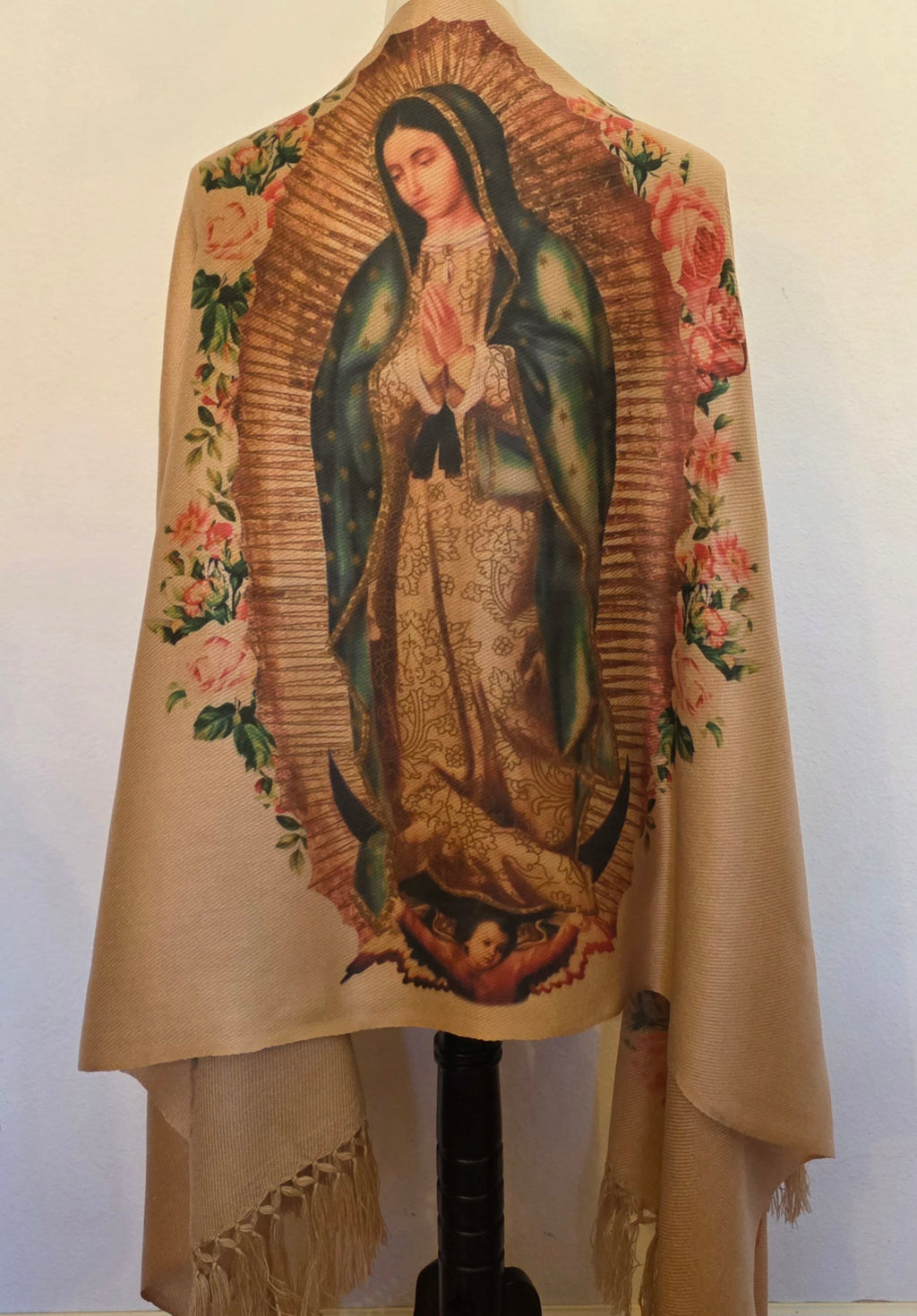 Virgin of Guadalupe Rebozo Shawl – Catholic Handmade Mexican Wrap | Prayer Shawl & Religious Gift