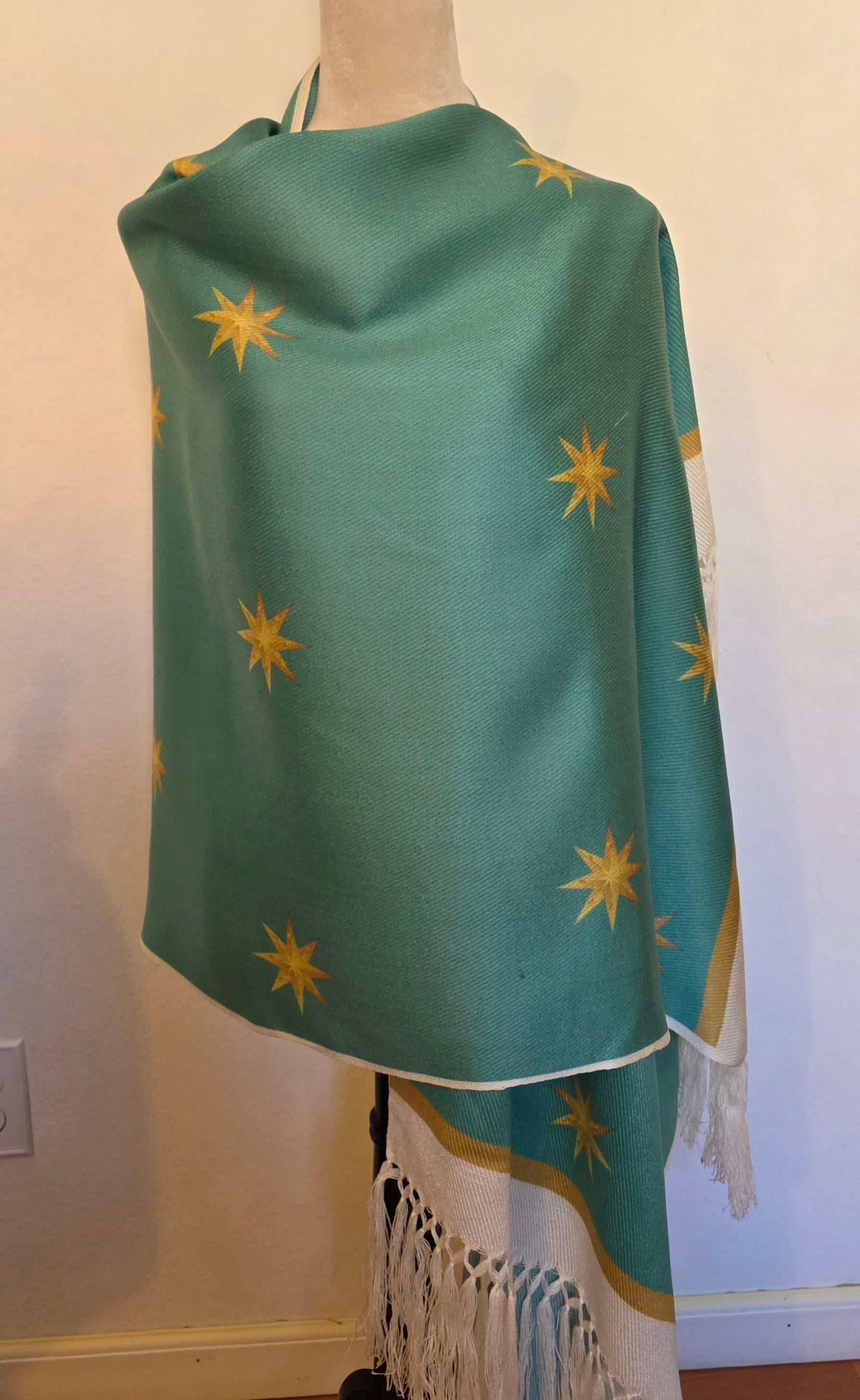 Virgin of Guadalupe Rebozo Shawl Green – Catholic Handmade Mexican Wrap | Prayer Shawl & Religious Gift