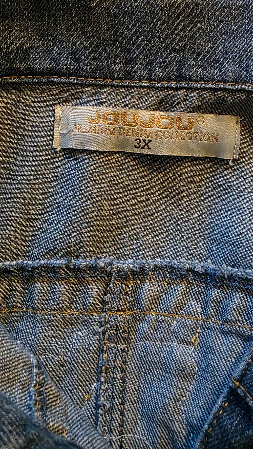 Virgen De Guadalupe denim Blue jacket Sz 3X /embroidered 3D Apliques with Rhinestones