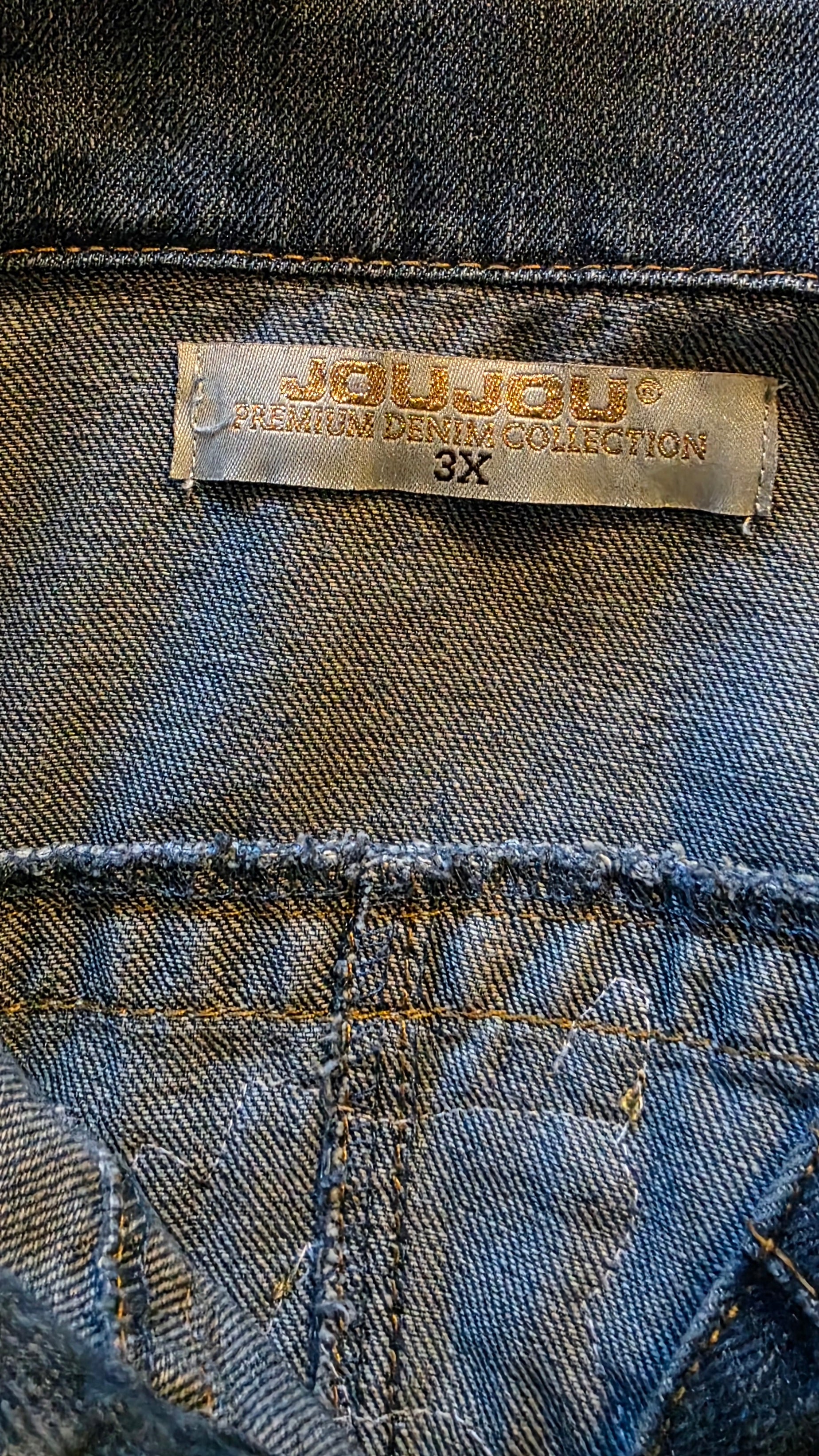 Virgen De Guadalupe denim Blue jacket Sz 3X /embroidered 3D Apliques with Rhinestones